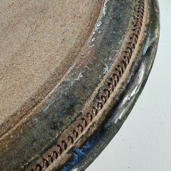 Art Studio Pottery Hand Thrown Blue Pottery Plate Signed Dish Bowl Stoneware 9" - Picture 9 of 13